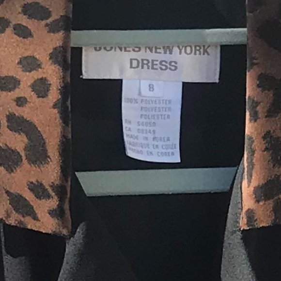 Jones New York  Coat Black w/ Leopard Trim Size 8 - Picture 6 of 8